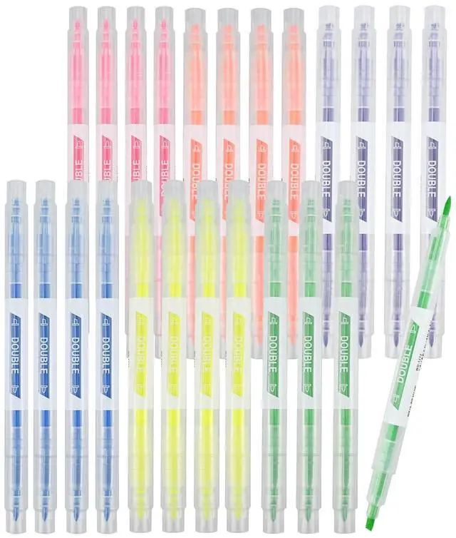 Main image of 24PCS Dual Tip Highlighters, Colourful Fluorescent Markers Pens | Double Ended Highlighter Pens With Fine And Chisel Tips, Assorted Fluorescent Markers For Highlighting, Underlining And Notes