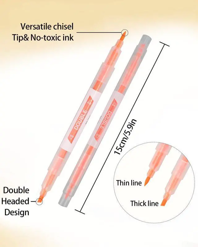 Alt view image 2 of 7 - 24PCS Dual Tip Highlighters, Colourful Fluorescent Markers Pens | Double Ended Highlighter Pens With Fine And Chisel Tips, Assorted Fluorescent Markers For Highlighting, Underlining And Notes