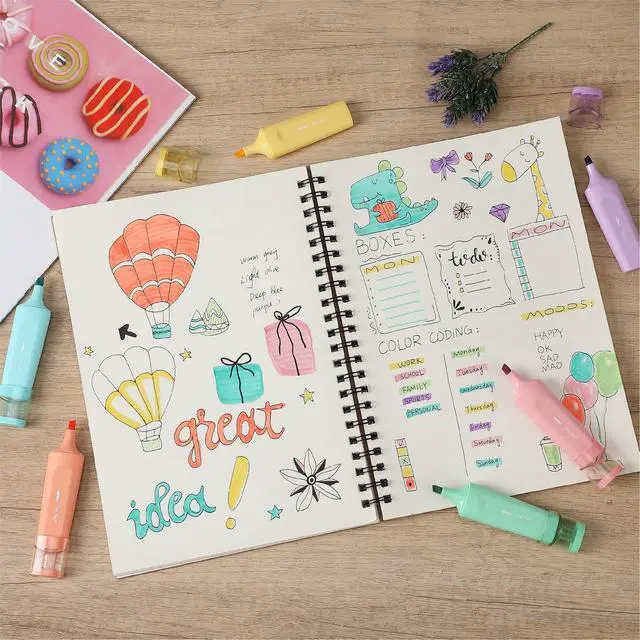 Alt view image 6 of 7 - Aesthetic Highlighters, 6 Pack, Assorted Colors | Cute Highlighters Assorted Colors for Journaling, Highlighting, Underlining, Fast Dry, Back to School Supplies