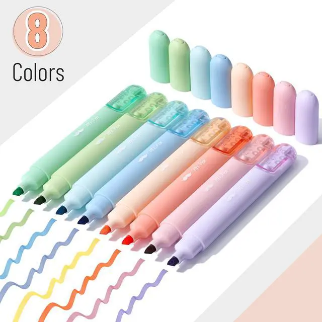 Alt view image 2 of 7 - Aesthetic Highlighters, 8 Pack, Pastel Colors | Cute Highlighters Assorted Colors for Journaling, Highlighting, Underlining, Fast Dry, Back to School Supplies
