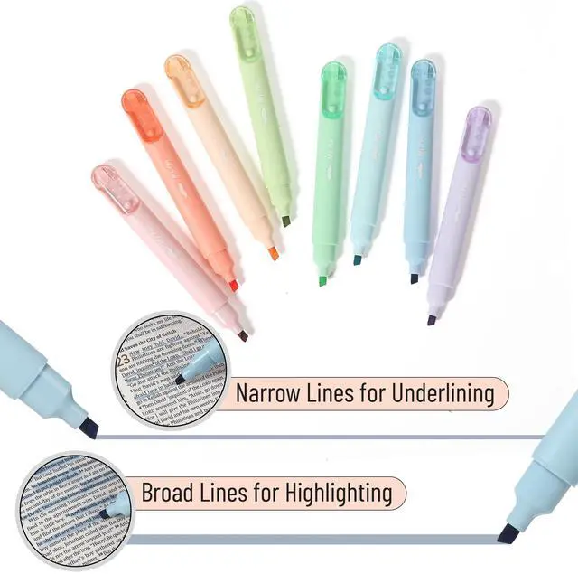 Alt view image 3 of 7 - Aesthetic Highlighters, 8 Pack, Pastel Colors | Cute Highlighters Assorted Colors for Journaling, Highlighting, Underlining, Fast Dry, Back to School Supplies