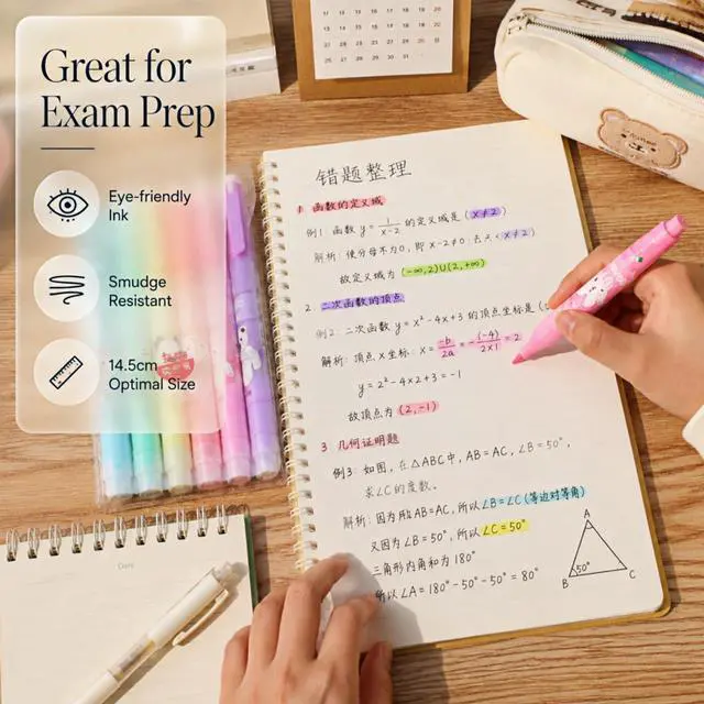 Alt view image 7 of 7 - Double-Ended Highlighters Set 6 Pack, Bible Safe Gel Markers, Quick Dry, 6 Bright Colors for Journaling, Note Taking, Office Supplies