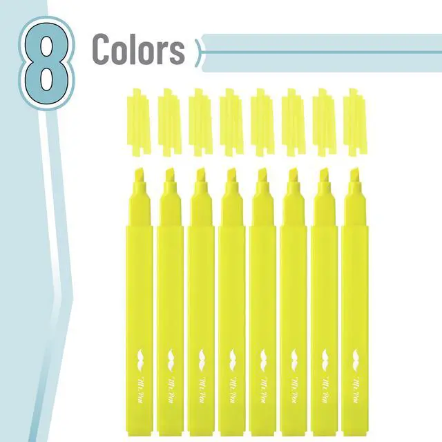 Alt view image 2 of 7 - Yellow Aesthetic Bible Highlighters No Bleed Through, 8 pcs | Chisel Tip, Cute Highlighter for Journaling Supplies and School Accessories, Bible Highlighters and Pens No Bleed
