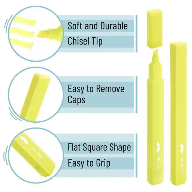 Alt view image 5 of 7 - Yellow Aesthetic Bible Highlighters No Bleed Through, 8 pcs | Chisel Tip, Cute Highlighter for Journaling Supplies and School Accessories, Bible Highlighters and Pens No Bleed