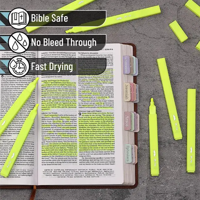 Alt view image 3 of 7 - Yellow Aesthetic Bible Highlighters No Bleed Through, 8 pcs | Chisel Tip, Cute Highlighter for Journaling Supplies and School Accessories, Bible Highlighters and Pens No Bleed