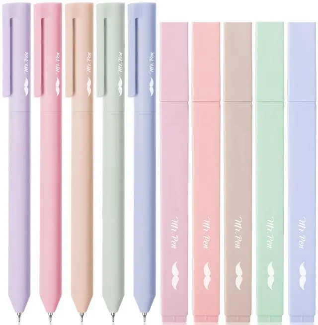 Main image of Aesthetic Highlighters and Gel Pens, 10 Pack | Assorted Colors Bible Highlighters No Bleed, Fine Point 0.5mm Colored Ink Gel Pens