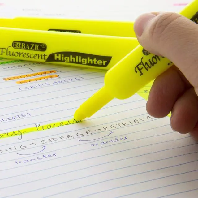 Alt view image 2 of 7 - Highlighter Yellow Color Desk Style, Chisel Tip Broad Fine Line Highlighters, Unscented Highlighting Coloring Marker (3/Pack), 1-Pack | Quick-dry, Yellow fluorescent desk-style highlighters