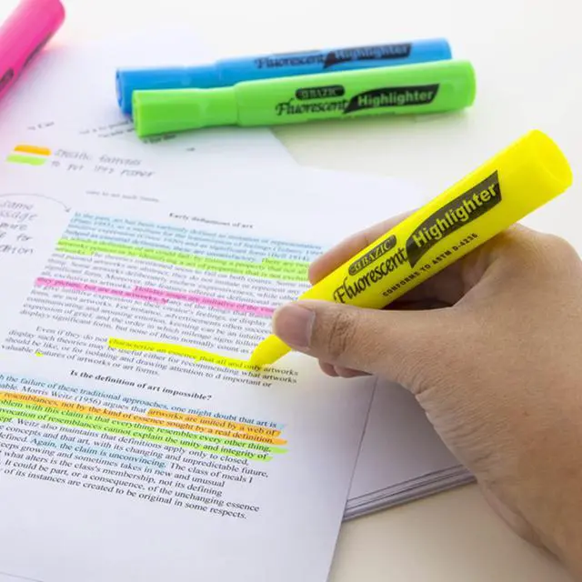 Alt view image 3 of 7 - Highlighter Yellow Color Desk Style, Chisel Tip Broad Fine Line Highlighters, Unscented Highlighting Coloring Marker (3/Pack), 1-Pack | Quick-dry, Yellow fluorescent desk-style highlighters