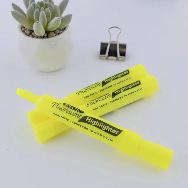 Alt view image 6 of 7 - Highlighter Yellow Color Desk Style, Chisel Tip Broad Fine Line Highlighters, Unscented Highlighting Coloring Marker (3/Pack), 1-Pack | Quick-dry, Yellow fluorescent desk-style highlighters