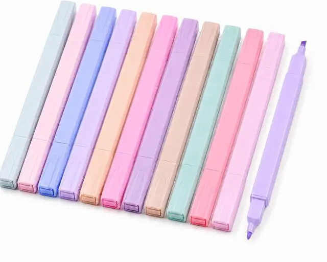 Main image of Pastel Highlighters, 12 Pcs Aesthetic No Bleed Bible Highlighters Set | Dual Tip Highlighter Set with Chisel and Fine Tips, for Journaling, Bible Study, Planner, Note Taking, School and Office
