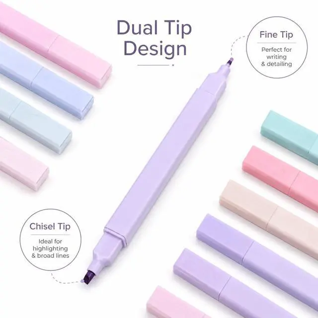 Alt view image 4 of 7 - Pastel Highlighters, 12 Pcs Aesthetic No Bleed Bible Highlighters Set | Dual Tip Highlighter Set with Chisel and Fine Tips, for Journaling, Bible Study, Planner, Note Taking, School and Office