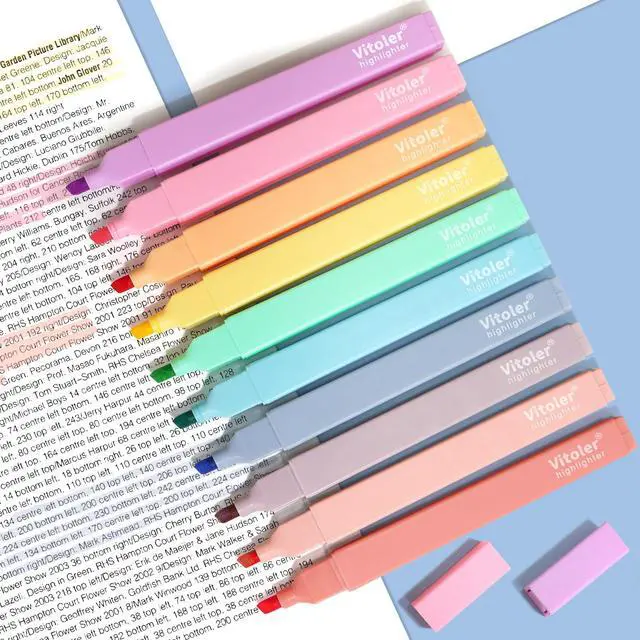 Alt view image 3 of 7 - 10Pcs Aesthetic Highlighters, Chisel Tip Marker Pens,Assorted Color Candy Highlighters,No Bleed Bible Highlighter,Cute Pastel Highlighter for Journaling Planner Notes School Supplies