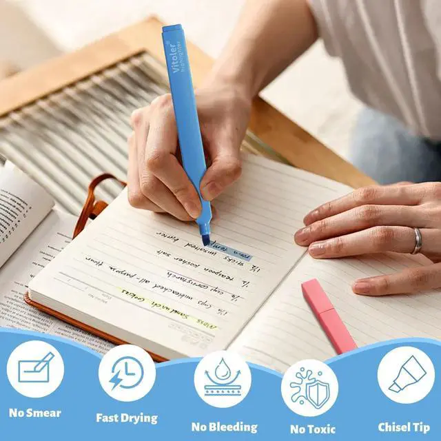 Alt view image 5 of 7 - 10Pcs Aesthetic Highlighters, Chisel Tip Marker Pens,Assorted Color Candy Highlighters,No Bleed Bible Highlighter,Cute Pastel Highlighter for Journaling Planner Notes School Supplies