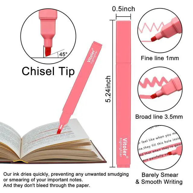 Alt view image 6 of 7 - 10Pcs Aesthetic Highlighters, Chisel Tip Marker Pens,Assorted Color Candy Highlighters,No Bleed Bible Highlighter,Cute Pastel Highlighter for Journaling Planner Notes School Supplies