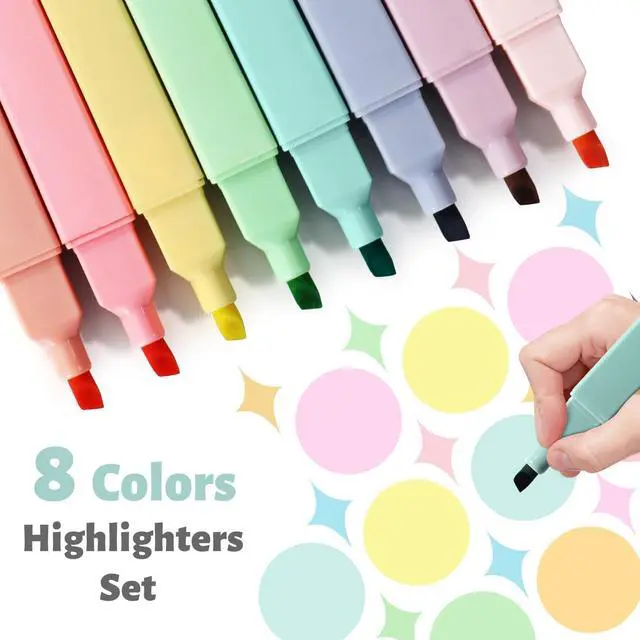 Alt view image 3 of 7 - Highlighters,8Pcs,Pastel Chisel Tip Bible Highlighter No Bleed | Highlighters Assorted Colors,Soft Tip,Fast Dry,for Highlighting,Underlining Bible Journaling,Back to School Supplies