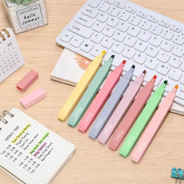 Alt view image 2 of 7 - Highlighters,8Pcs,Pastel Chisel Tip Bible Highlighter No Bleed | Highlighters Assorted Colors,Soft Tip,Fast Dry,for Highlighting,Underlining Bible Journaling,Back to School Supplies