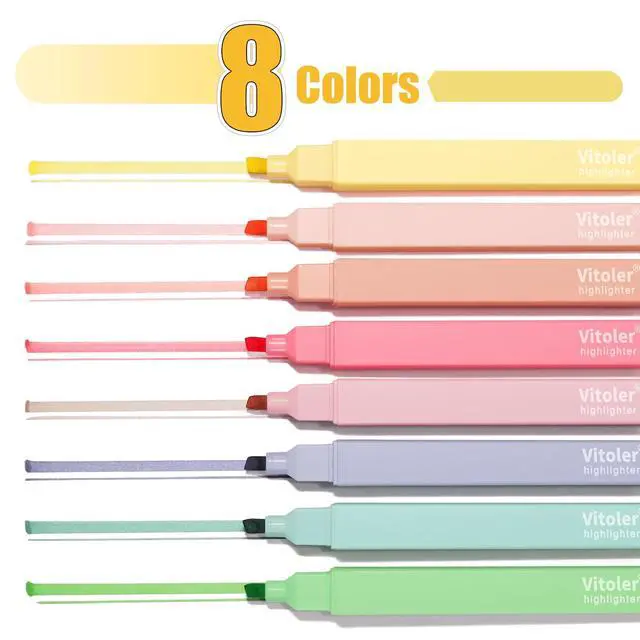 Alt view image 7 of 7 - Highlighters,8Pcs,Pastel Chisel Tip Bible Highlighter No Bleed | Highlighters Assorted Colors,Soft Tip,Fast Dry,for Highlighting,Underlining Bible Journaling,Back to School Supplies
