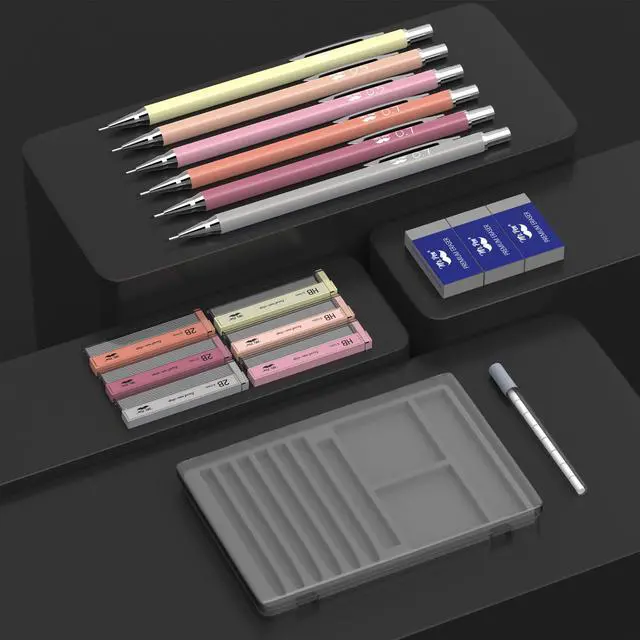 Alt view image 3 of 7 - Cute Mechanical Pencil Set with Lead Refills & Erasers, 6 Pack | 2 Sizes, 0.5 & 0.7mm, 6x Tubes HB & 2B Lead Refill, 3x Erasers for School Supplies, Note Taking, Drawing, Sketching, Office