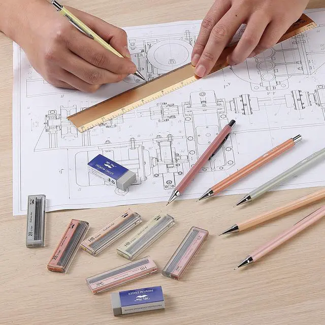 Alt view image 5 of 7 - Cute Mechanical Pencil Set with Lead Refills & Erasers, 6 Pack | 2 Sizes, 0.5 & 0.7mm, 6x Tubes HB & 2B Lead Refill, 3x Erasers for School Supplies, Note Taking, Drawing, Sketching, Office