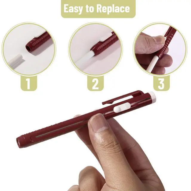 Alt view image 5 of 7 - Retractable Mechanical Eraser Pens, 6 Pack, Earthy Colors | Latex-Free Precision Pencil Erasers for Artists, Students, Drawing, Sketching & Drafting