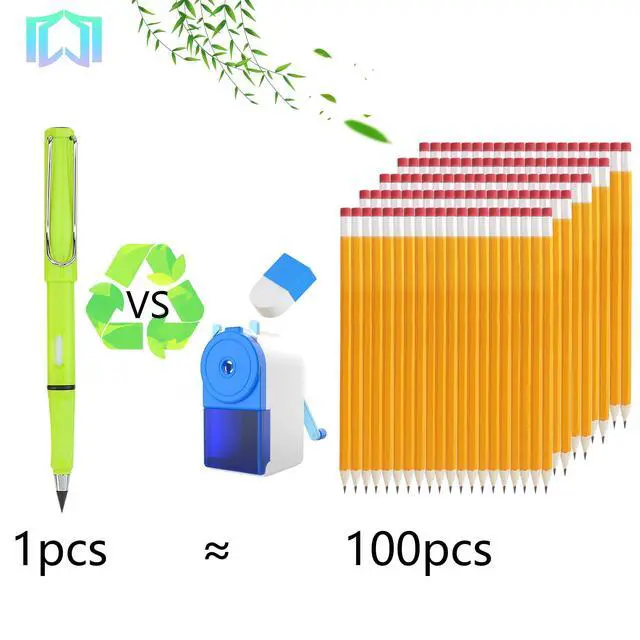 Alt view image 2 of 7 - 6 Sets Everlasting Pencil, Infinity Pencils, NO-Sharpening Pen for Writing Drawing Students Sustainable Pencil for Home Office School (6 Pencils + 6 Erasers + 8 Replaceable Nibs)