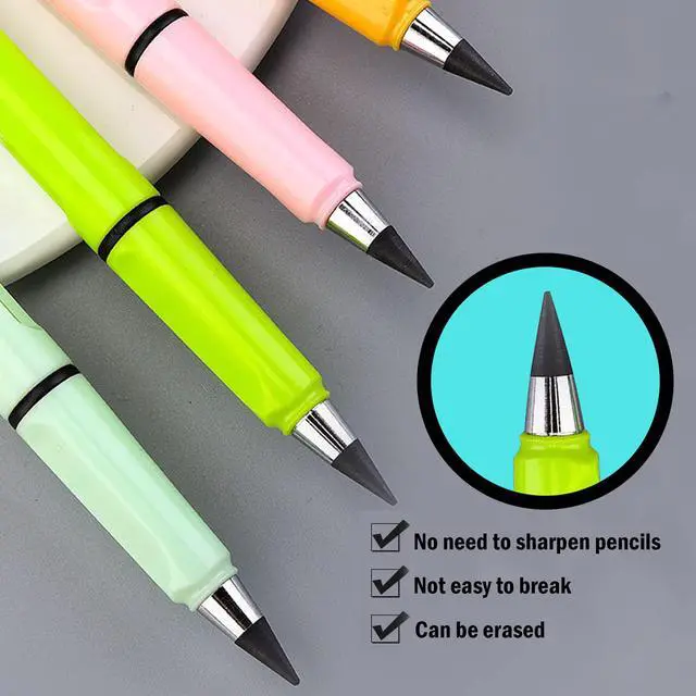 Alt view image 6 of 7 - 6 Sets Everlasting Pencil, Infinity Pencils, NO-Sharpening Pen for Writing Drawing Students Sustainable Pencil for Home Office School (6 Pencils + 6 Erasers + 8 Replaceable Nibs)