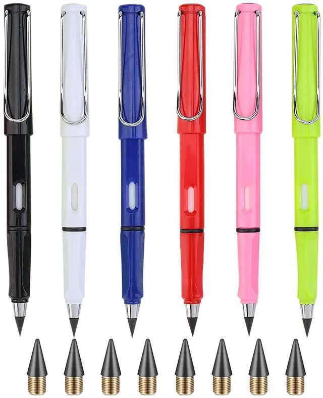 Main image of 6 Sets Everlasting Pencil, Infinity Pencils, NO-Sharpening Pen for Writing Drawing Students Sustainable Pencil for Home Office School (6 Pencils + 6 Erasers + 8 Replaceable Nibs)