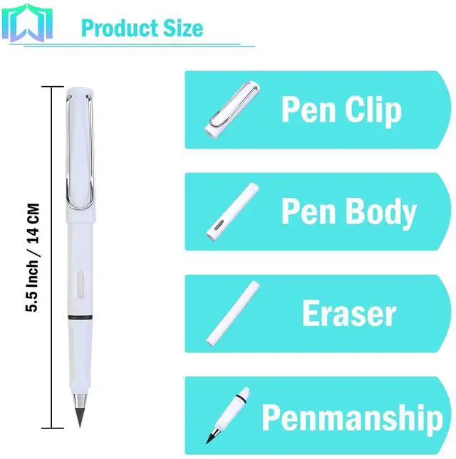 Alt view image 3 of 7 - 6 Sets Everlasting Pencil, Infinity Pencils, NO-Sharpening Pen for Writing Drawing Students Sustainable Pencil for Home Office School (6 Pencils + 6 Erasers + 8 Replaceable Nibs)