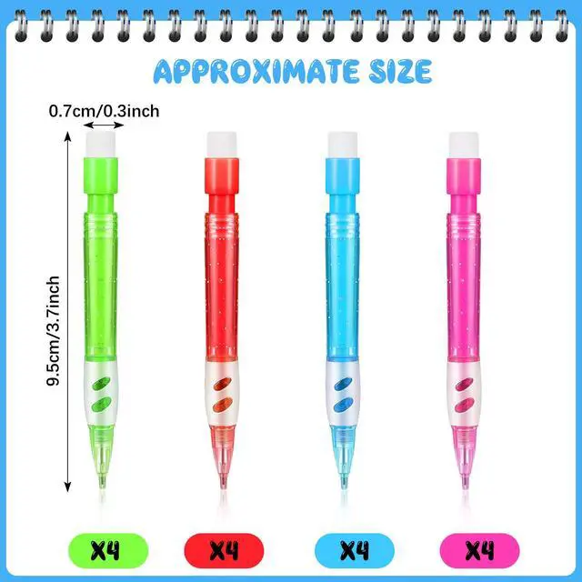 Alt view image 2 of 7 - 16 Pieces Mini Mechanical Pencils 0.7 Mm with Erasers Office | Automatic Short Portable Design for Easy Carry, Assorted Colors School Office, Writing Drawing Drafting Stationery Supplies