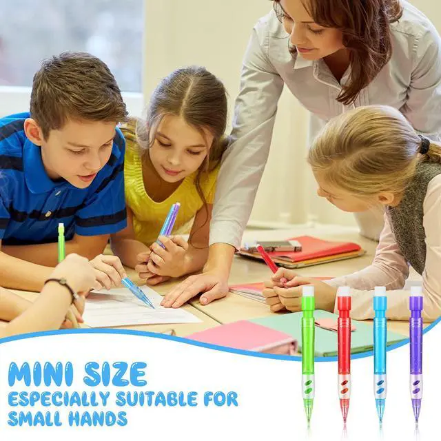 Alt view image 6 of 7 - 16 Pieces Mini Mechanical Pencils 0.7 Mm with Erasers Office | Automatic Short Portable Design for Easy Carry, Assorted Colors School Office, Writing Drawing Drafting Stationery Supplies