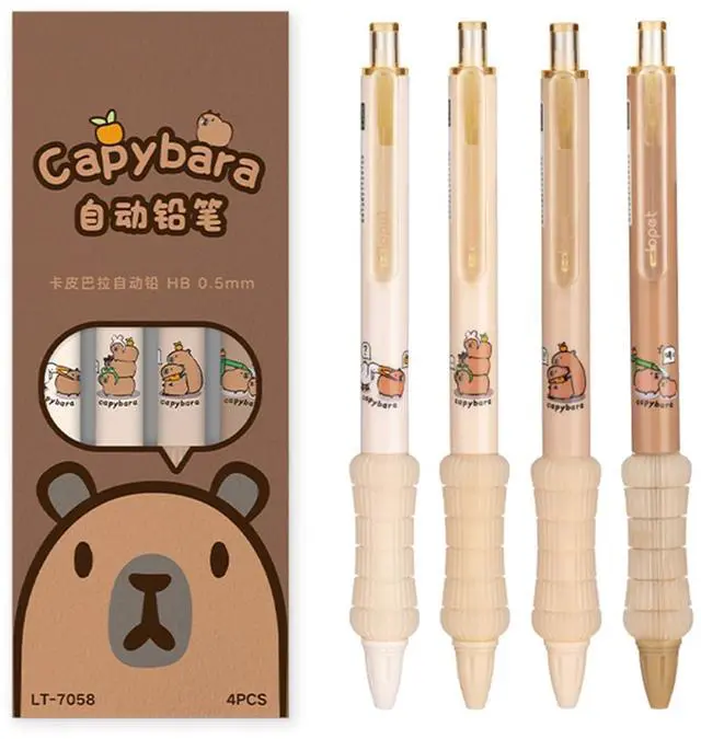 Main image of 4 Pcs Mechanical Pencils 0.5mm Cute Capybara Mechanical Pencil Kawaii Cartoon Pencils School Pencil for Students Women (4Pcs Capybara)