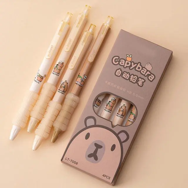 Alt view image 2 of 6 - 4 Pcs Mechanical Pencils 0.5mm Cute Capybara Mechanical Pencil Kawaii Cartoon Pencils School Pencil for Students Women (4Pcs Capybara)