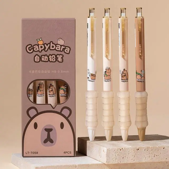 Alt view image 6 of 6 - 4 Pcs Mechanical Pencils 0.5mm Cute Capybara Mechanical Pencil Kawaii Cartoon Pencils School Pencil for Students Women (4Pcs Capybara)