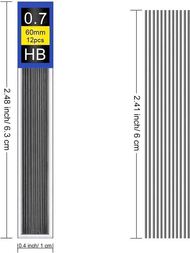 Alt view image 2 of 6 - 0.7mm HB Mechanical Pencil Lead Refills, 120 Pieces (10 Tubes x 12 Leads), Break-Resistant Polymer Graphite Refills, Smooth Writing Drawing Supplies for School & Office Use