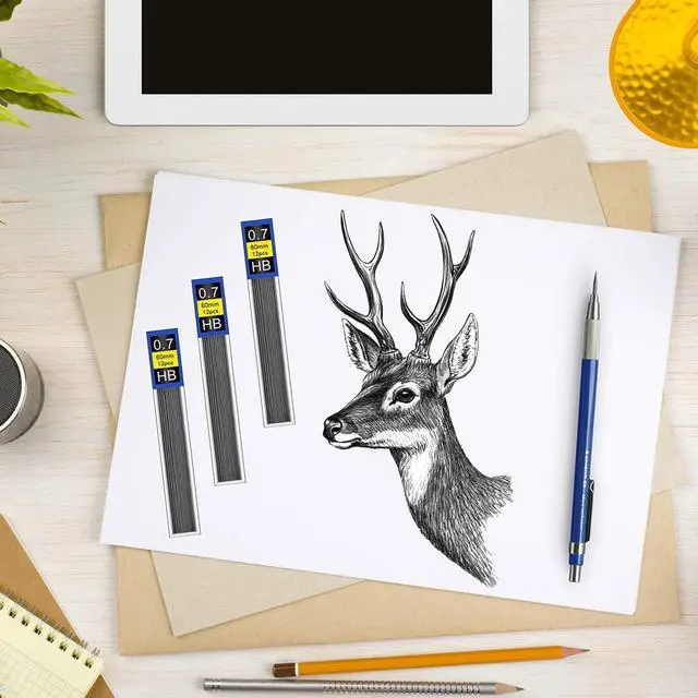 Alt view image 6 of 6 - 0.7mm HB Mechanical Pencil Lead Refills, 120 Pieces (10 Tubes x 12 Leads), Break-Resistant Polymer Graphite Refills, Smooth Writing Drawing Supplies for School & Office Use