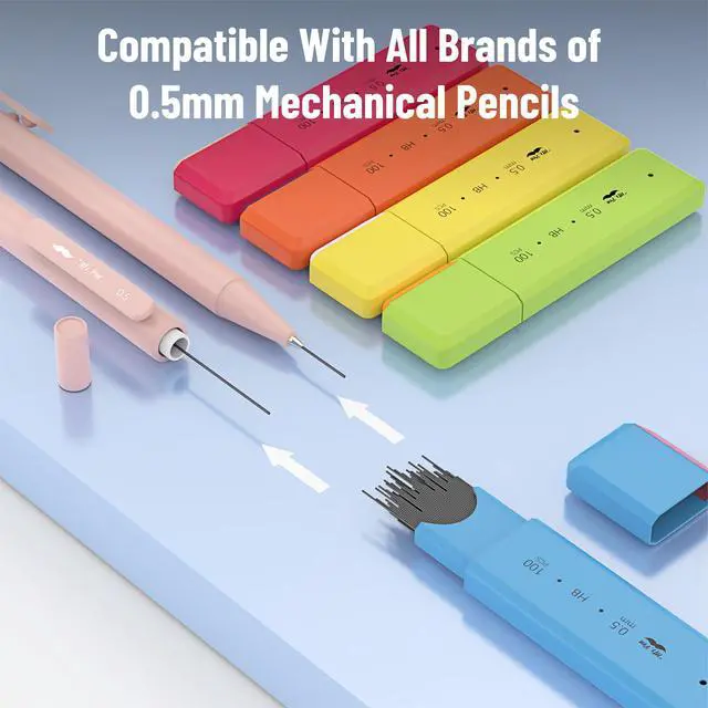 Alt view image 3 of 7 - 0.5 mm Lead Refills for Mechanical Pencils, 500 pcs (100 per Tube) | Black, HB Graphite Lead, Standard Mechanical Pencil Refills for Drawing and Sketching