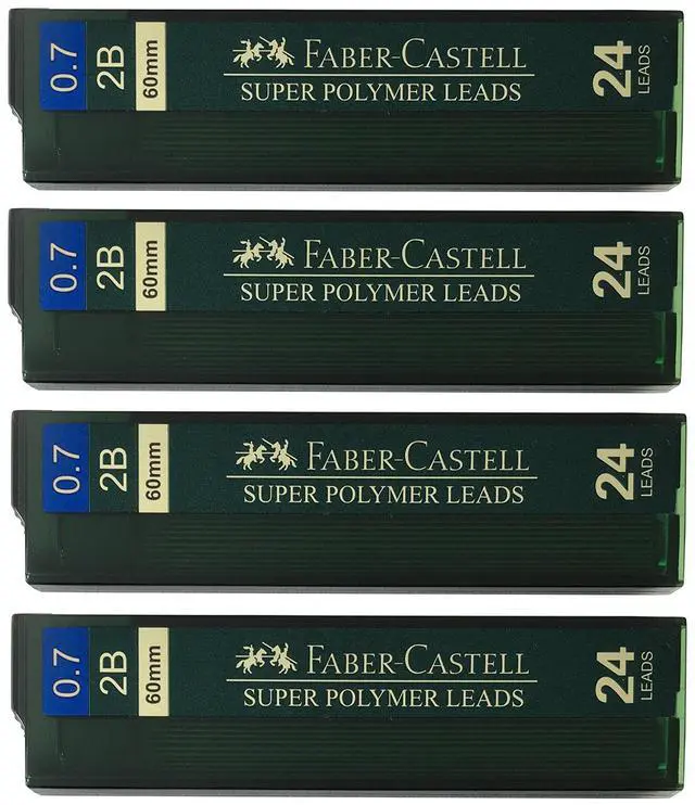 Main image of 0.7mm 2B Super Polymer Premium Strong Dark Smooth Leads Mechanical Pencil Lead Refills For All 0.7 mm Mechanical Pencils (4 Tubes, 24 Leads Per Tube - Total 96 leads)