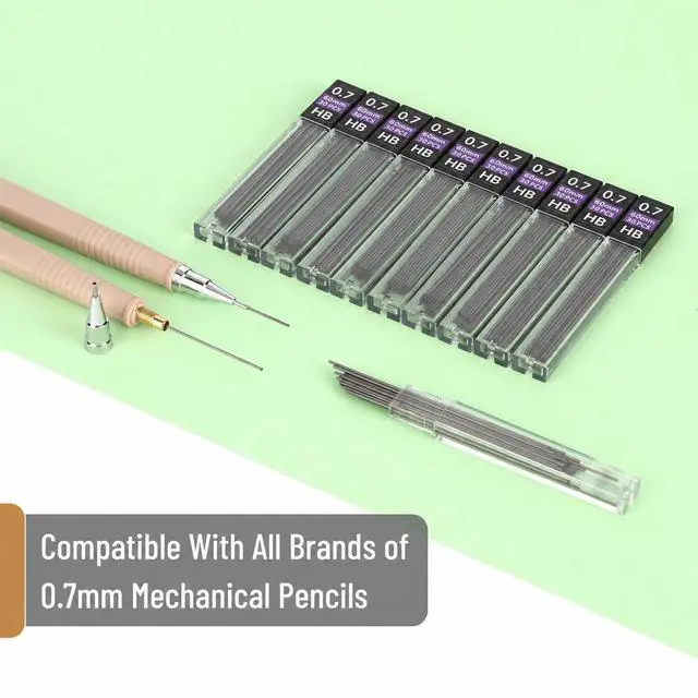Alt view image 4 of 6 - Bulk 0.7 mm Lead Refills for Mechanical Pencils, 1080 pcs | (30 per Tube) with 2x 4B Erasers, HB Graphite Lead, Standard Mechanical Pencil Refills for Drawing and Sketching