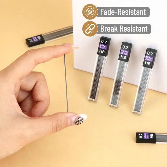 Alt view image 3 of 6 - Bulk 0.7 mm Lead Refills for Mechanical Pencils, 1080 pcs | (30 per Tube) with 2x 4B Erasers, HB Graphite Lead, Standard Mechanical Pencil Refills for Drawing and Sketching