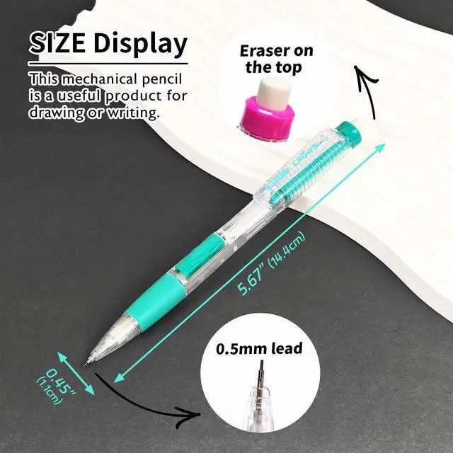 Alt view image 2 of 7 - Crown 0.5mm Mechanical Pencil (3/Pack) | Fine point, Click-advance, Refillable, Eraser under cap, Fine writing, Notes, Tests, For school and office use