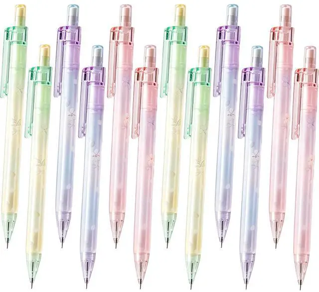 Main image of 6 PCS Cute Mechanical Pencils 0.7mm and 6PCS Mechanical Pencils 0.5mm Set | 3 random color mechanical pencil pack stationary, pastel pencils with pen clip for back to school supplies teache
