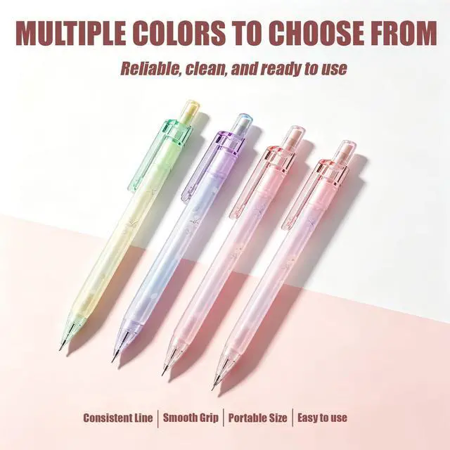 Alt view image 5 of 7 - 6 PCS Cute Mechanical Pencils 0.7mm and 6PCS Mechanical Pencils 0.5mm Set | 3 random color mechanical pencil pack stationary, pastel pencils with pen clip for back to school supplies teache