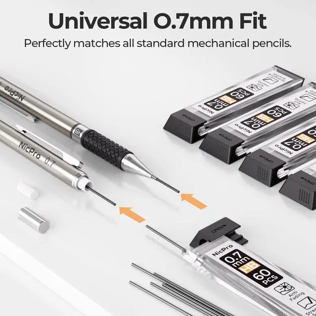 Alt view image 4 of 7 - 600 PCS Lead Refills 0.7mm HB #2 Break Resistant Mechanical Pencil Refills 0.7 mm, 60 Pack Per Tube, 10 Tubes
