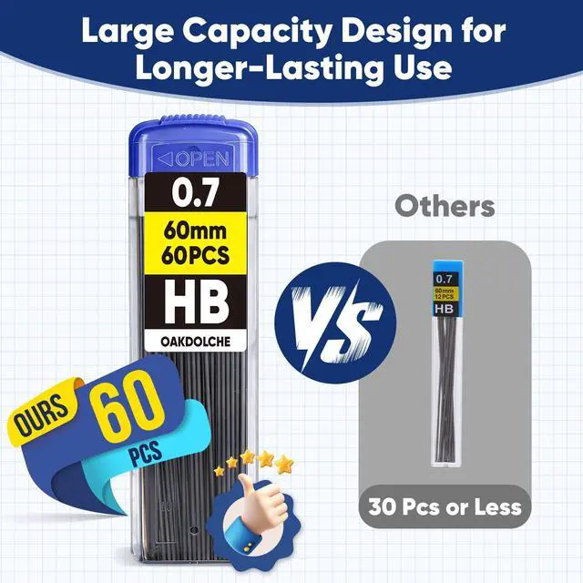 Alt view image 4 of 7 - 840 Pcs 0.7mm HB Mechanical Pencil Lead Refills, Break Resistant | Break-resistant black pencil leads, 14 tubes with 60 pieces each