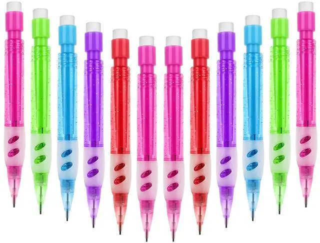 Main image of 12 Pcs Mini Mechanical Pencils 0.7 mm Automatic Pencils with Erasers Small Pencil with Silicone Handguard for Writing Drawing Sketching
