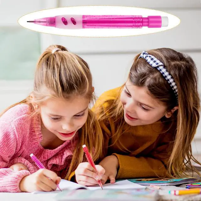 Alt view image 2 of 7 - 12 Pcs Mini Mechanical Pencils 0.7 mm Automatic Pencils with Erasers Small Pencil with Silicone Handguard for Writing Drawing Sketching