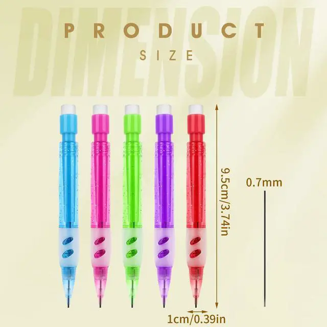Alt view image 4 of 7 - 12 Pcs Mini Mechanical Pencils 0.7 mm Automatic Pencils with Erasers Small Pencil with Silicone Handguard for Writing Drawing Sketching
