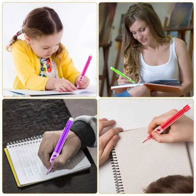 Alt view image 5 of 7 - 12 Pcs Mini Mechanical Pencils 0.7 mm Automatic Pencils with Erasers Small Pencil with Silicone Handguard for Writing Drawing Sketching