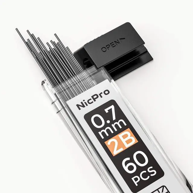 Alt view image 2 of 5 - 600pcs Mechanical Pencil Refills 0.7 mm, Break Resistant Mechanical Pencil Refills 2B, 60 Pack Per Tube, 10 Tubes