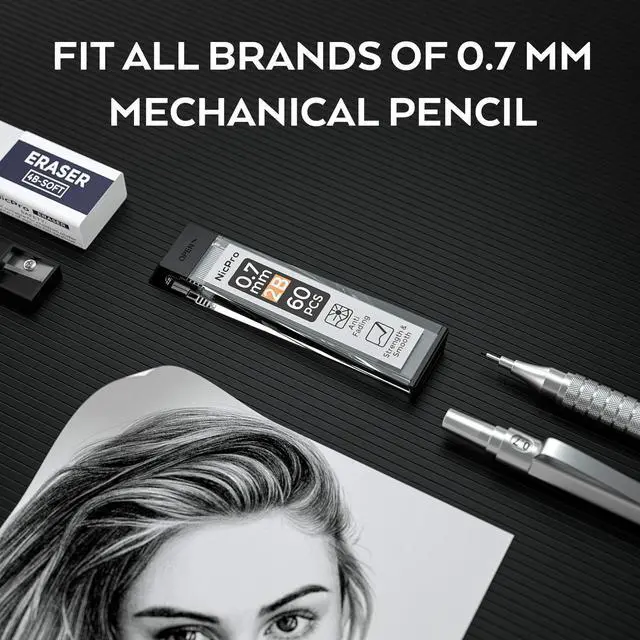 Alt view image 3 of 5 - 600pcs Mechanical Pencil Refills 0.7 mm, Break Resistant Mechanical Pencil Refills 2B, 60 Pack Per Tube, 10 Tubes